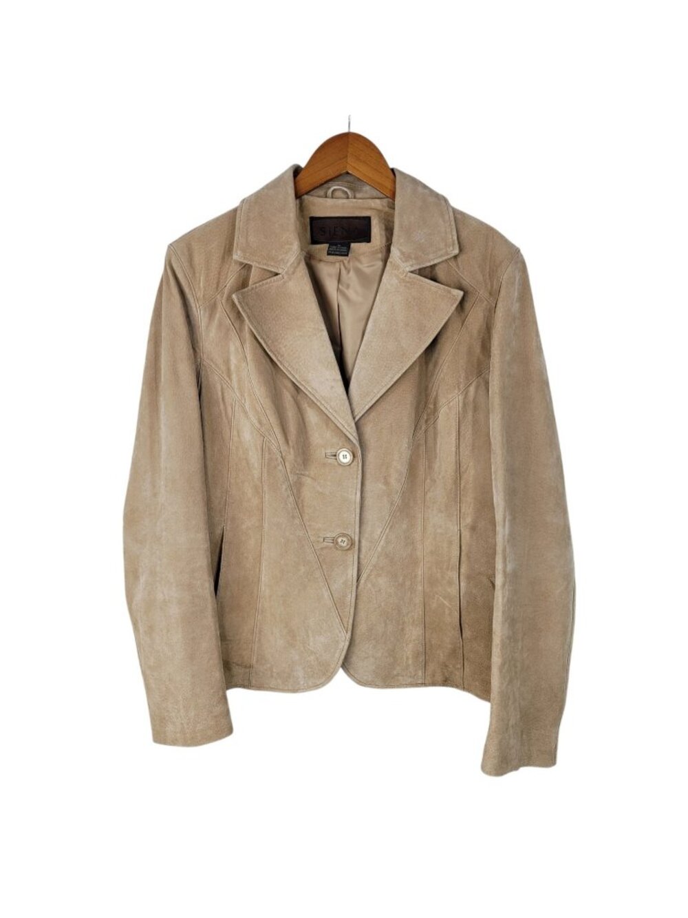 Siena Suede Leather Jacket 14 Medium Large Tan brown Blazer Western Art Cowgirl